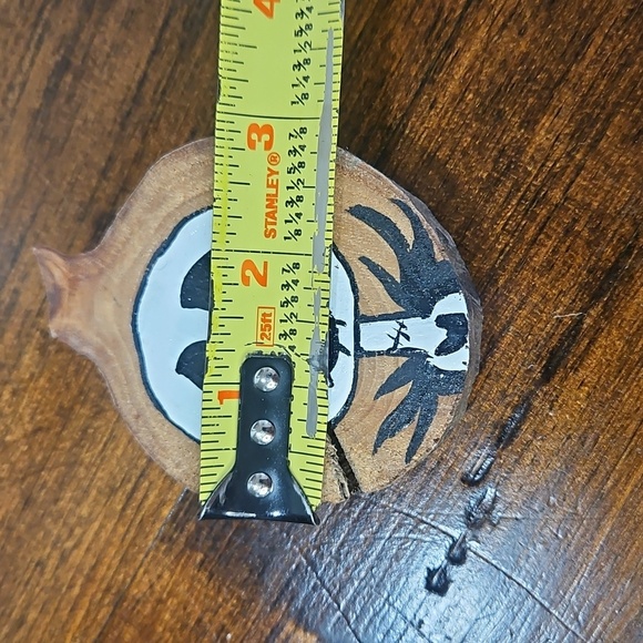 Hand-Painted Wooden Ornament with Skeleton Design - Picture 3 of 3